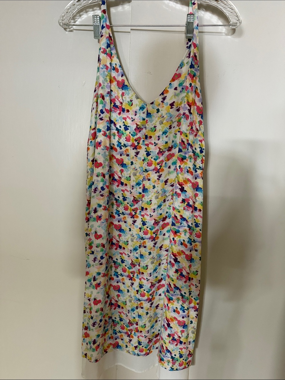 CAbi White Multicolor Confetti Slip Dress
